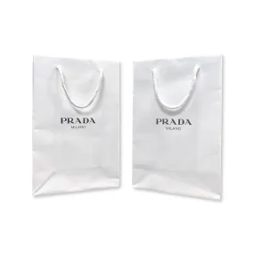 Prada Shopping Gift Bag Authentic Designer White Paper Small Set of 2