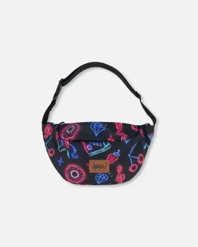 Printed Fanny Pack Black And Blue And Pink Items