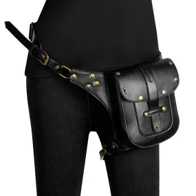 Punk Rock Women Motorcycle Bag Men Steampunk Chain Belt Bag