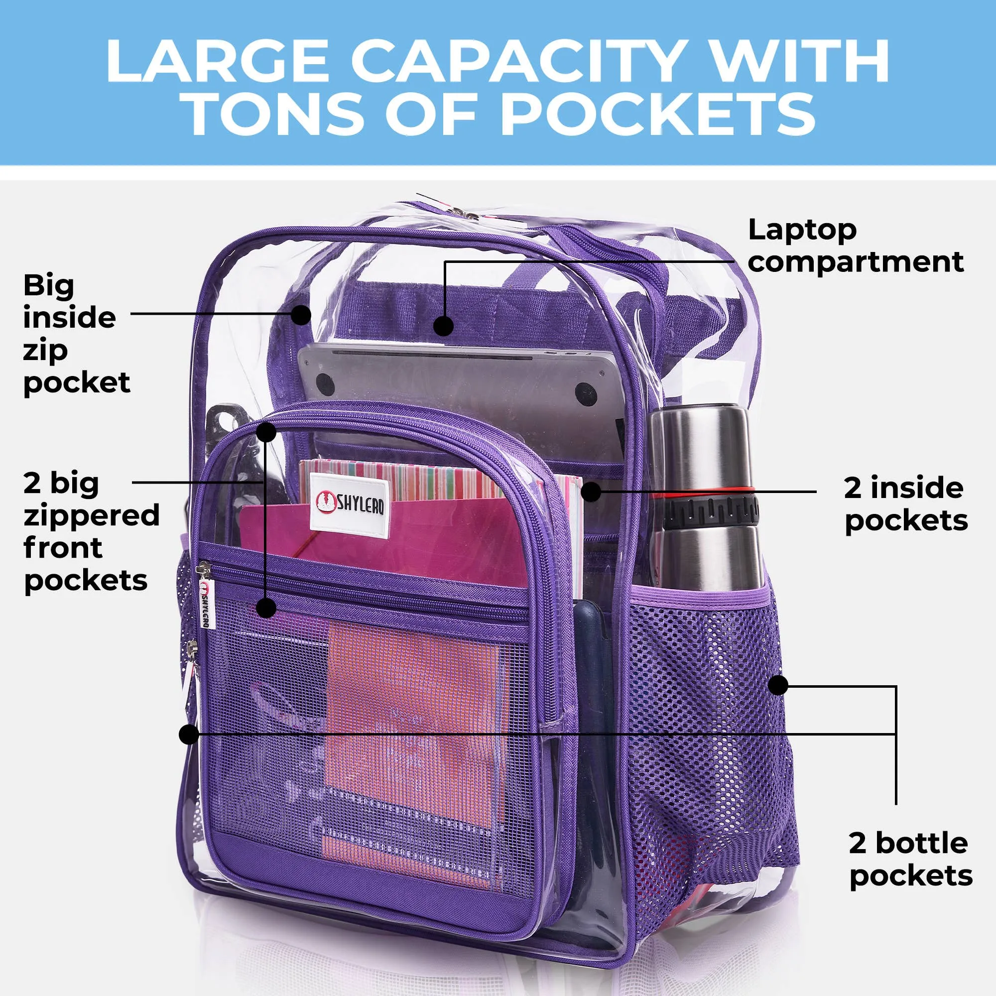 Purple Clear Backpack