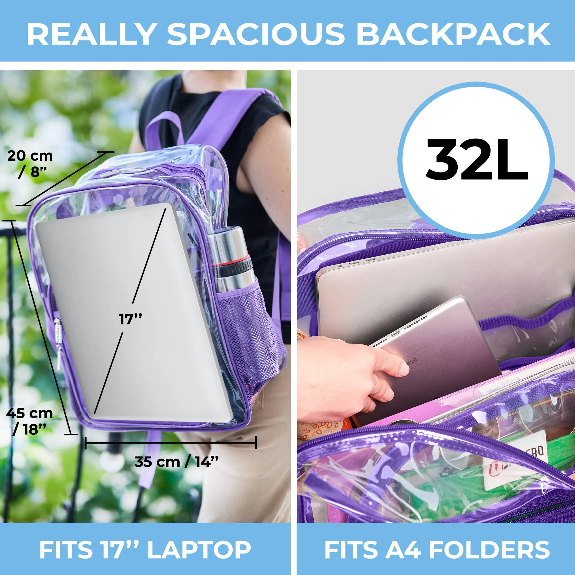 Purple Clear Backpack