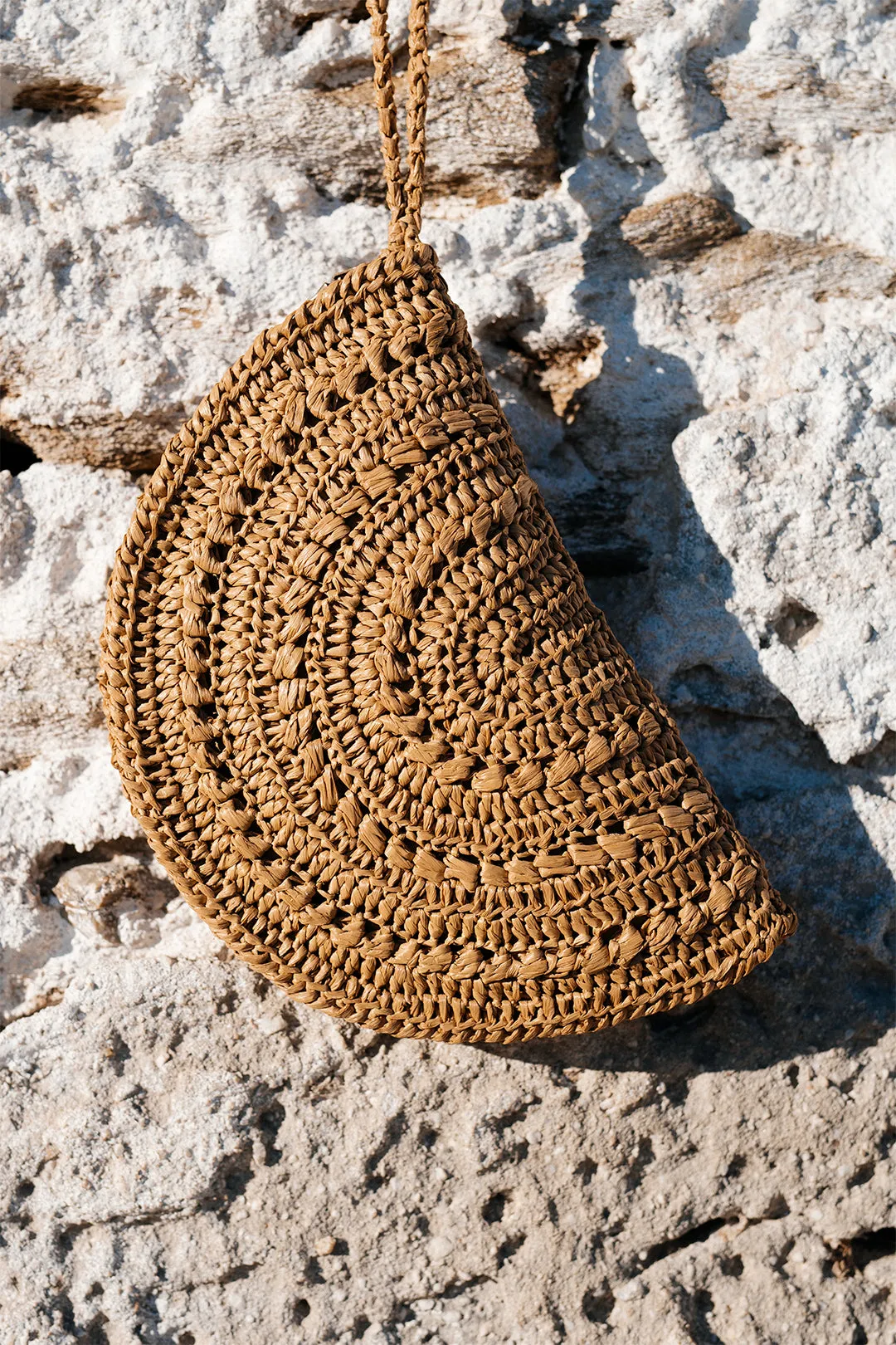 Raffia Moon Clutch