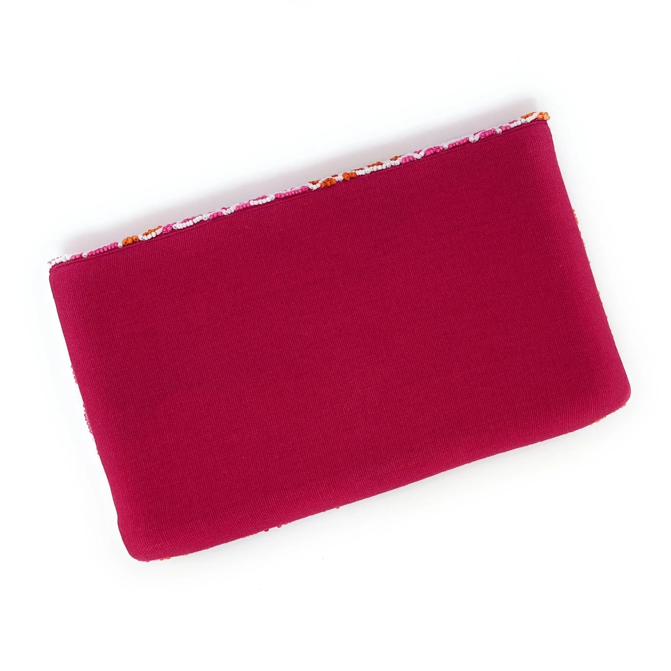 Red Floral Beaded Clutch Purse