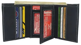 RFID641107HTCBK Real Vintage Leather Wallets for Men - RFID Blocking Classic Trifold Wallet with Card Slots