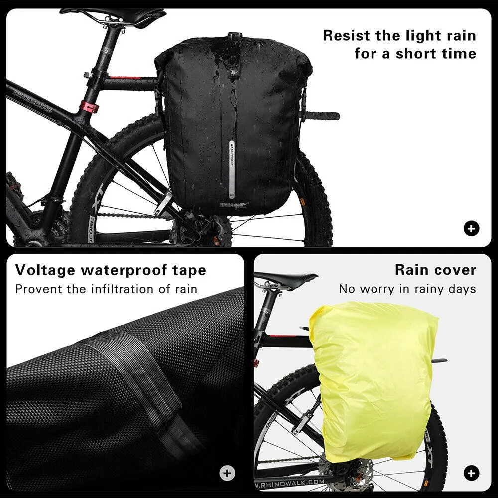 Rhinowalk Waterproof Bike Bag 20L Rear Rack Pannier Black Travel Cycling Bag Multifunctional Shoulder Bag backpack Bicycle Bag