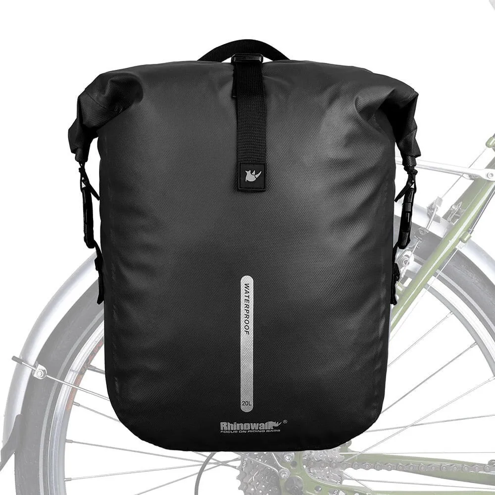 Rhinowalk Waterproof Bike Bag 20L Rear Rack Pannier Black Travel Cycling Bag Multifunctional Shoulder Bag backpack Bicycle Bag