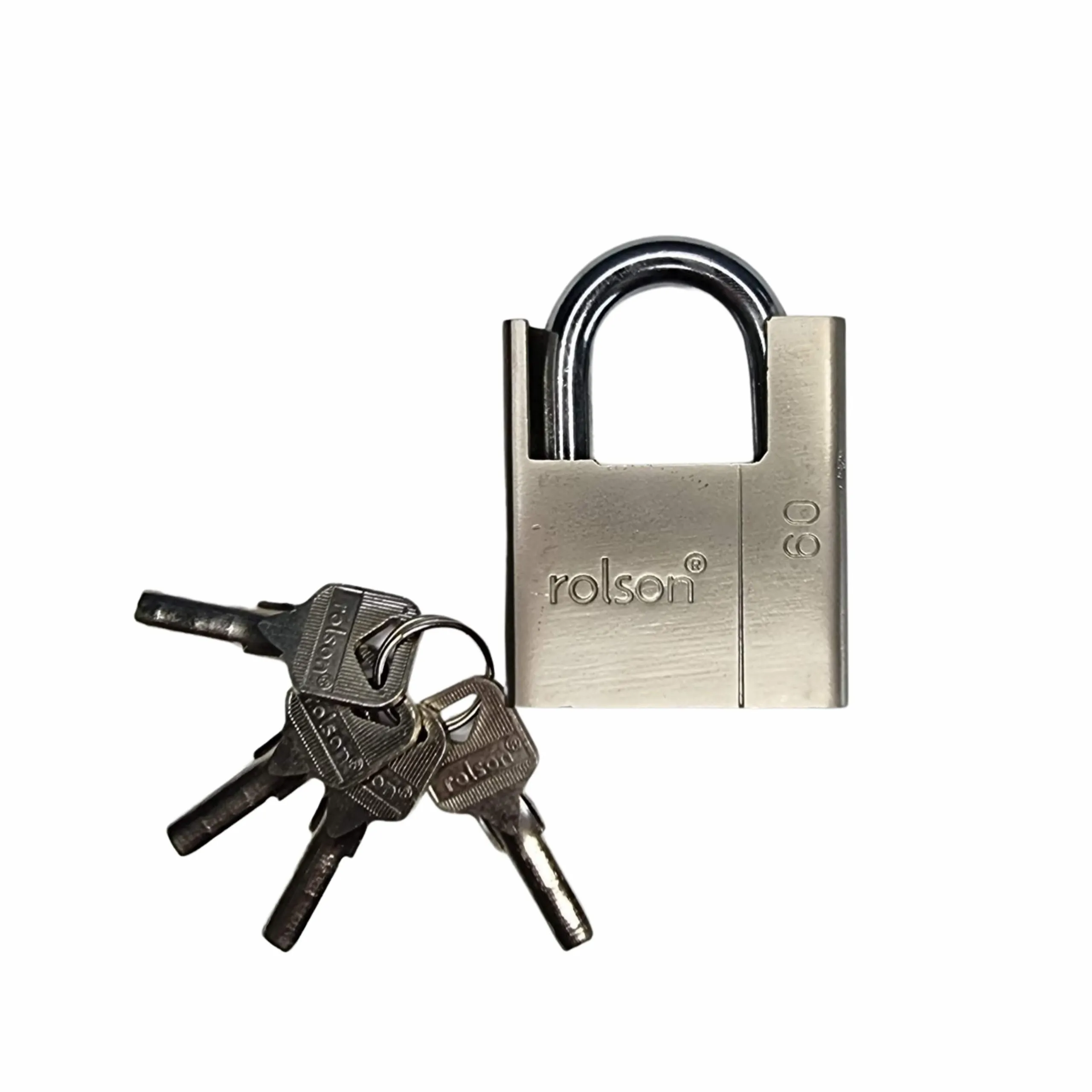 Rolson 60mm Heavy Duty Hardened Steel Body Padlock with 4 keys and High sided protective shoulders for extra security