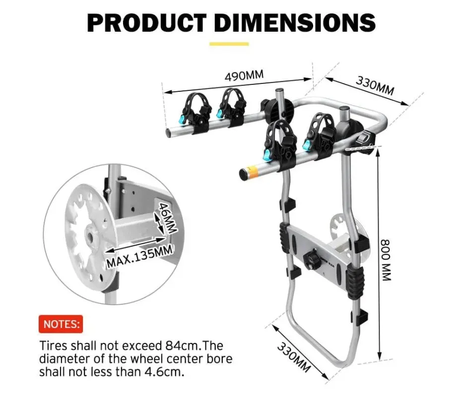 San Hima Foldable Spare Wheel 2 Bike Carrier Bicycle Rack