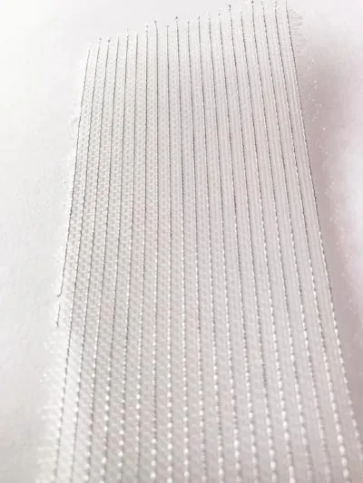 Silver Angelhair Mesh Fabric (Striped)