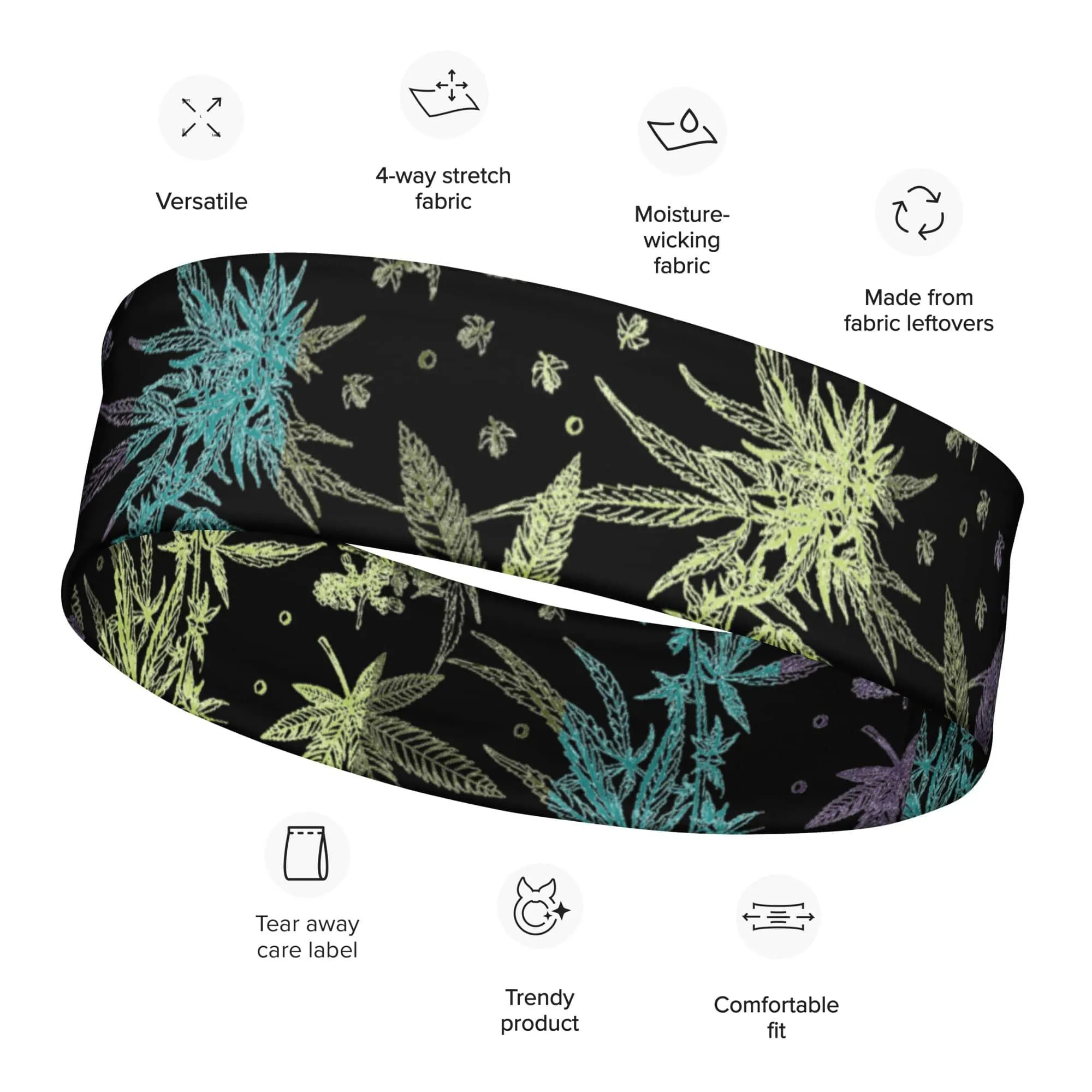 Sports Quick Dry Headband Marijuana Plant Quick Dry Yoga Headband