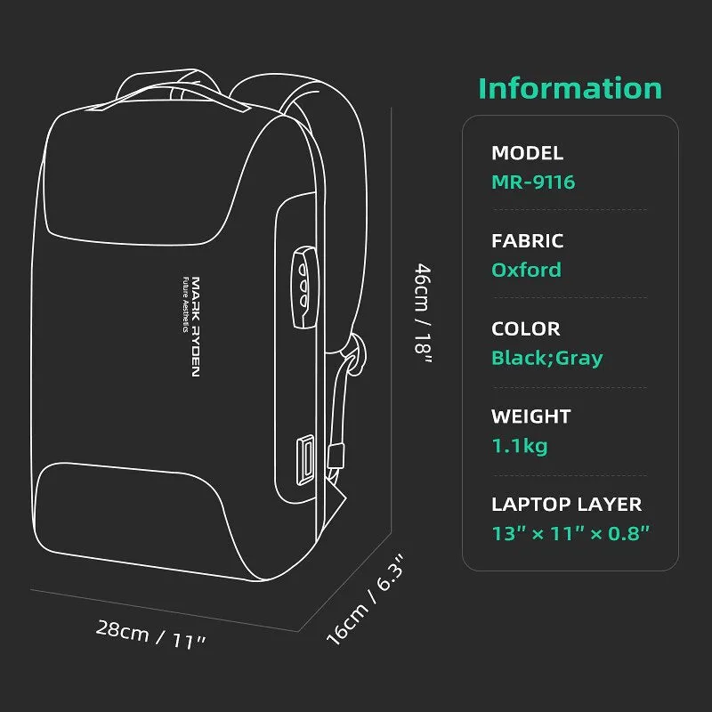 Stylish Backpack Anti theft Waterproof for Men 15.6 inch Laptop Backpack Backpack Water Repellent