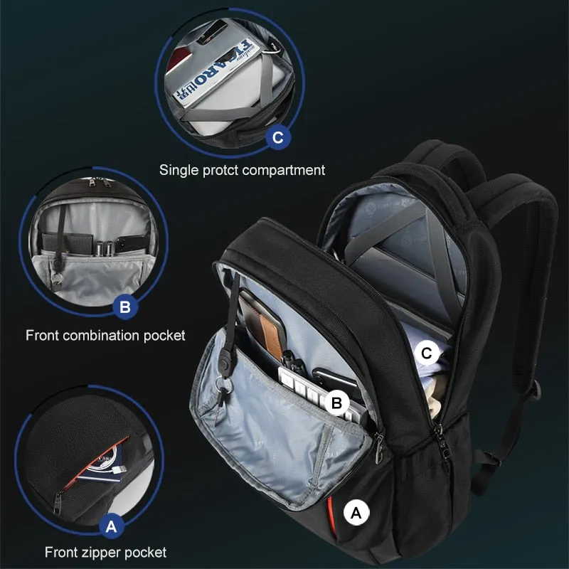 Stylish Backpack with Lock Anti theft Pocket for Men 15.6 inch USB Charging Port Waterproof School Bags