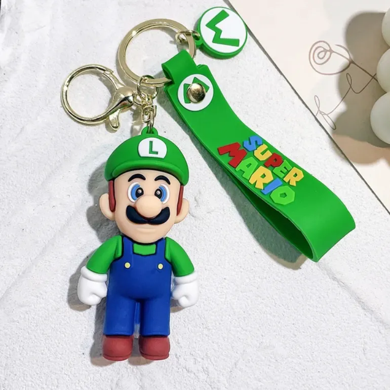 Super Mario Luigi 3D Rubber Keychain Keyring for Backpack Car/House Keys