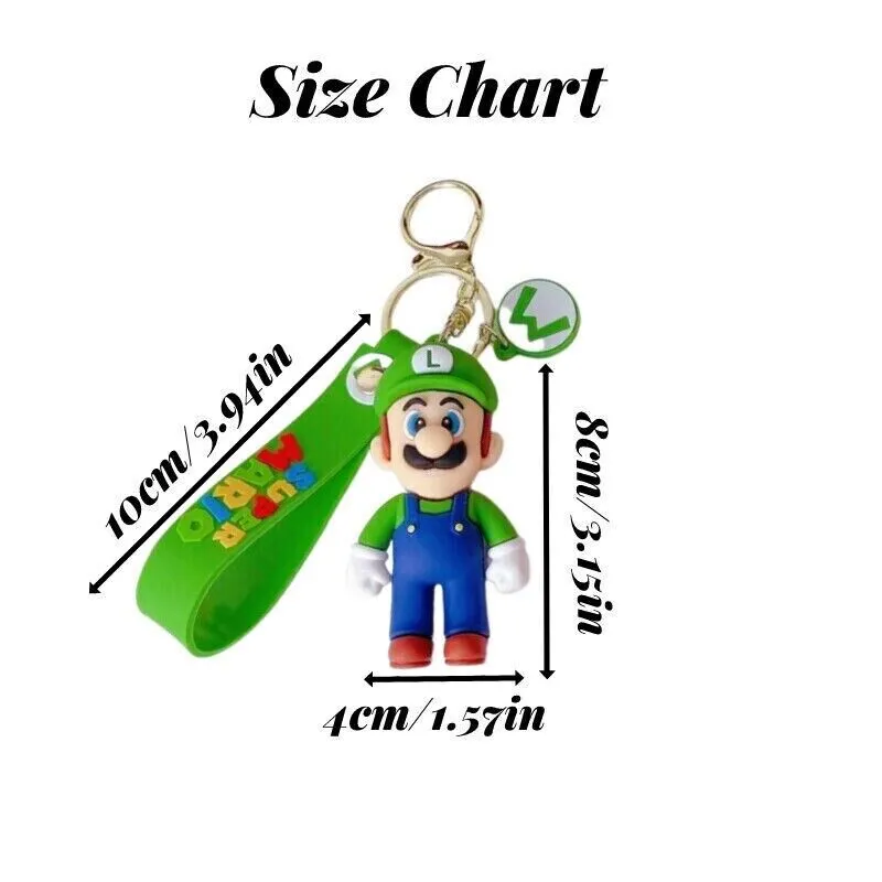 Super Mario Luigi 3D Rubber Keychain Keyring for Backpack Car/House Keys