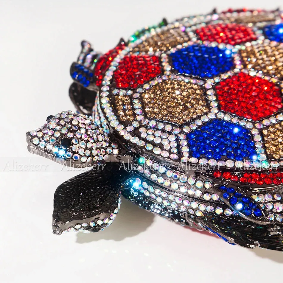 TEEK - Turtle Shaped Handmade Metallic Crystal Clutch