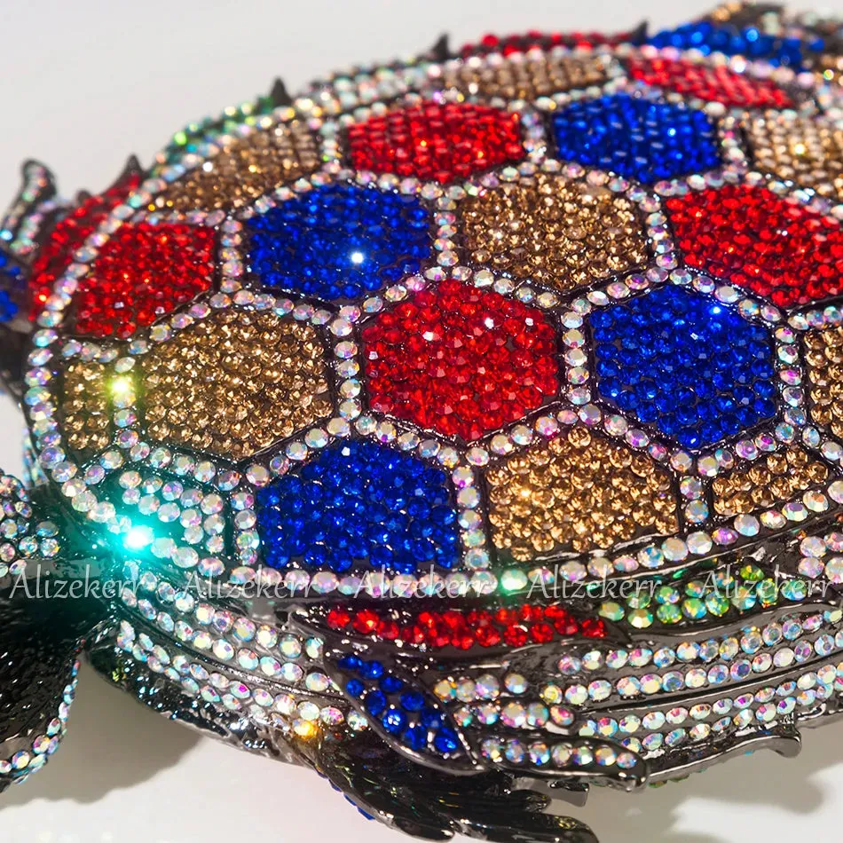 TEEK - Turtle Shaped Handmade Metallic Crystal Clutch