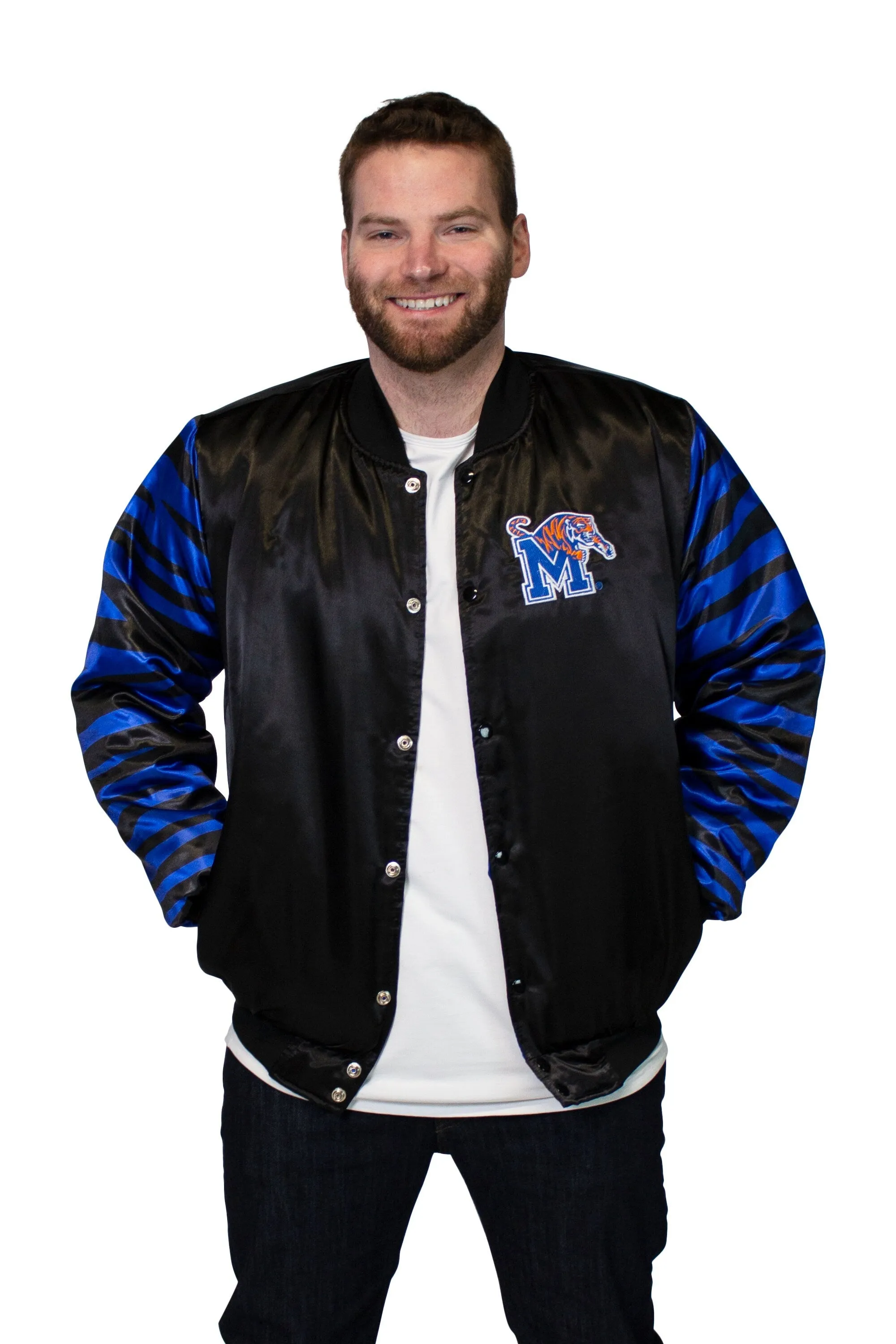 Twin Vision Activewear Memphis Tigers Men's Satin Bomber Jacket