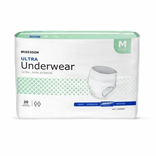 Unisex Adult Absorbent Underwear McKesson Ultra Pull On with Tear Away Seams Medium Disposable Heavy Count of 1 By McKesson