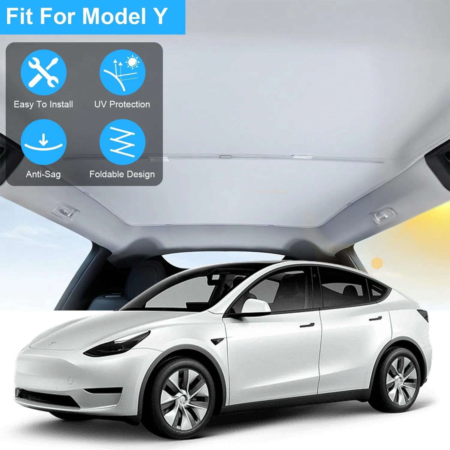 UV Protection Sunshade Roof Fit for Tesla Model Y 2020-2024