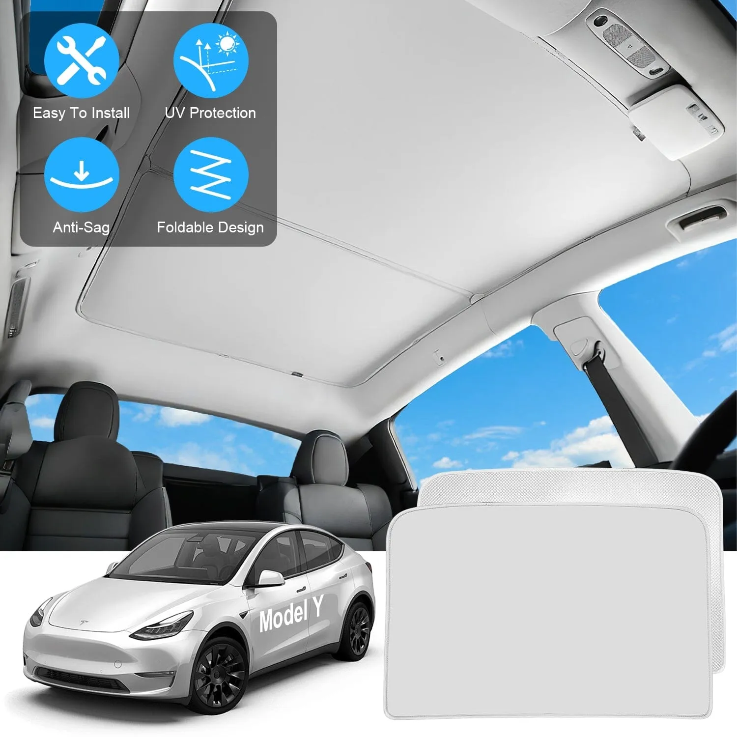 UV Protection Sunshade Roof Fit for Tesla Model Y 2020-2024