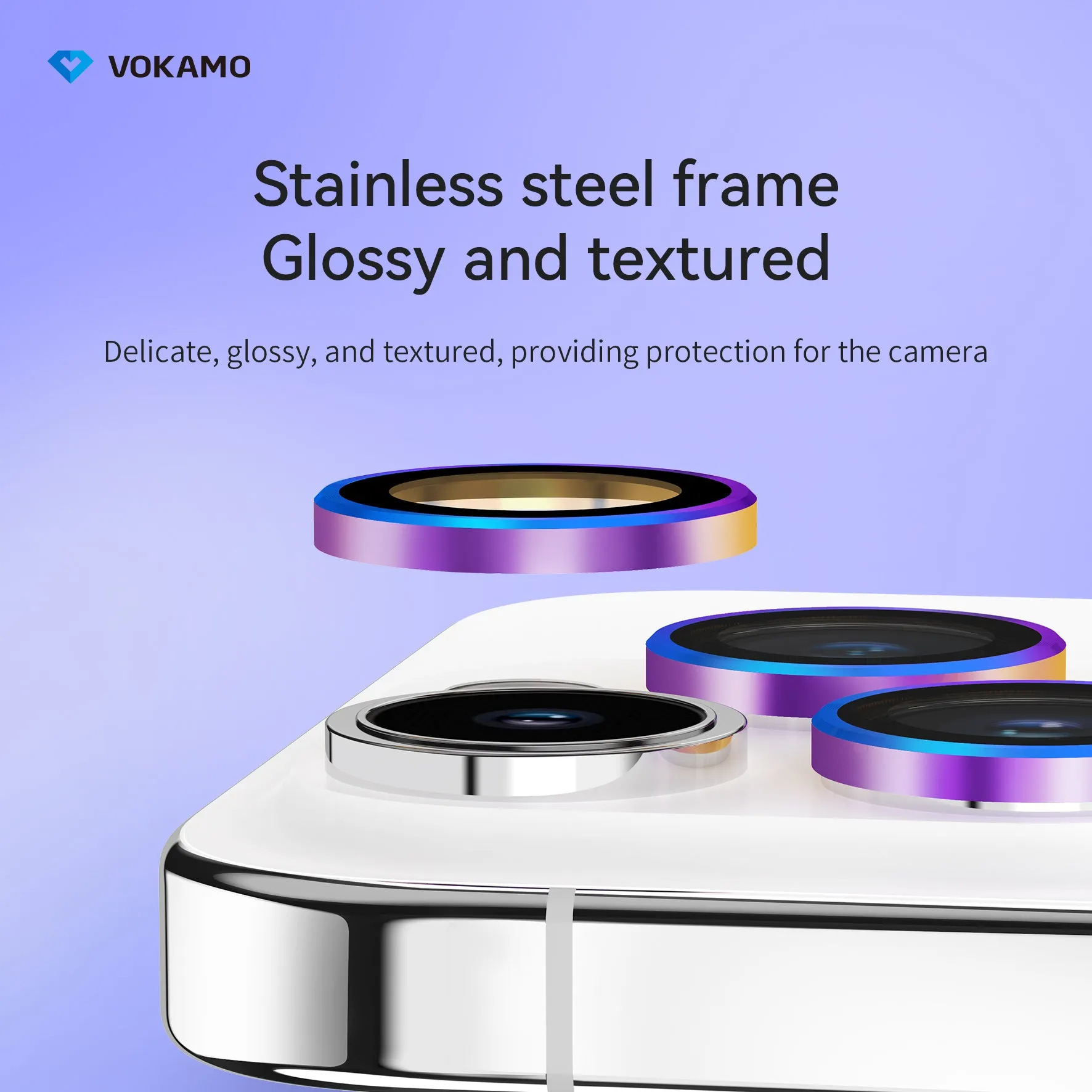 VOKAMO iPhone 15 Camera Lens Protector HD Clarity,Alloy Anti-scratch Lens Enhancer for iPhone 15 Pro Max/15 Pro/15/15 Plus