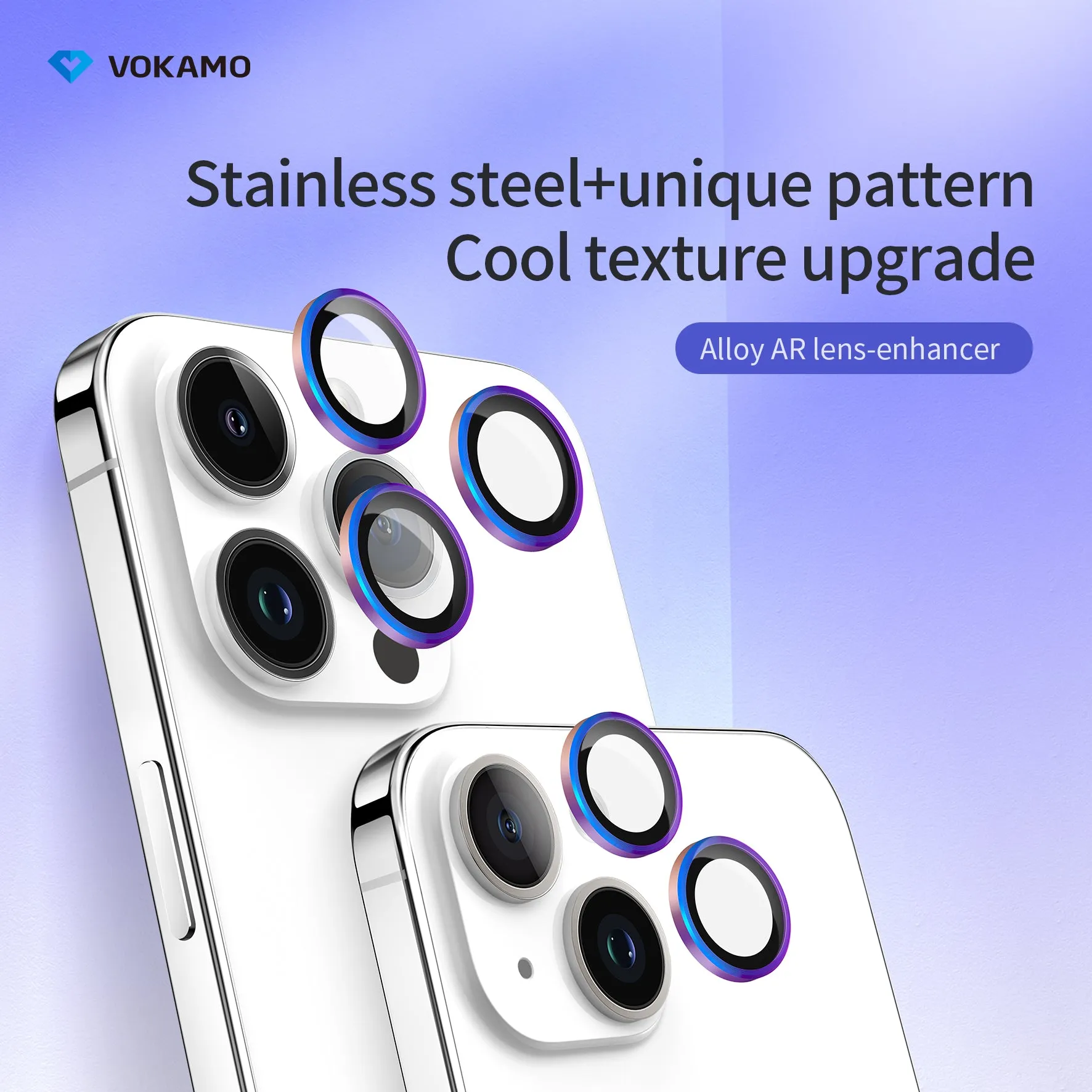 VOKAMO iPhone 15 Camera Lens Protector HD Clarity,Alloy Anti-scratch Lens Enhancer for iPhone 15 Pro Max/15 Pro/15/15 Plus