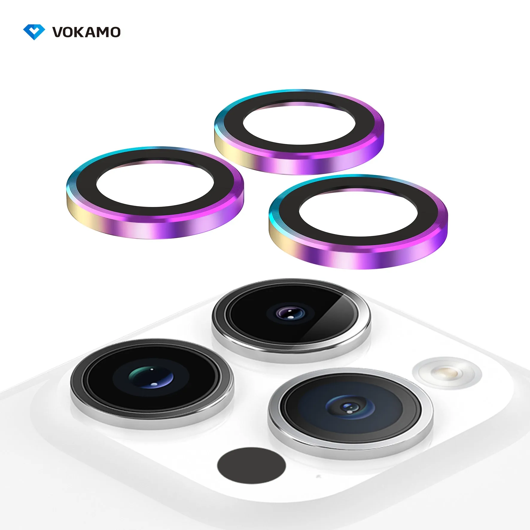 VOKAMO iPhone 15 Camera Lens Protector HD Clarity,Alloy Anti-scratch Lens Enhancer for iPhone 15 Pro Max/15 Pro/15/15 Plus