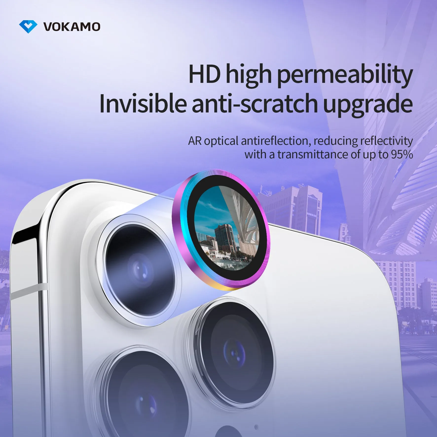 VOKAMO iPhone 15 Camera Lens Protector HD Clarity,Alloy Anti-scratch Lens Enhancer for iPhone 15 Pro Max/15 Pro/15/15 Plus