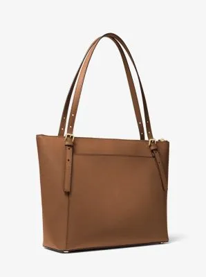 Voyager Large Saffiano Leather Top-Zip Tote Bag