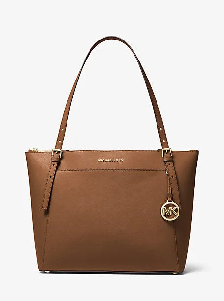 Voyager Large Saffiano Leather Top-Zip Tote Bag