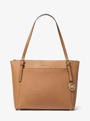 Voyager Large Saffiano Leather Top-Zip Tote Bag