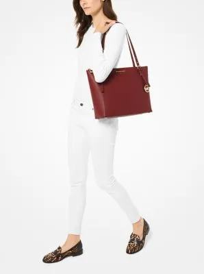 Voyager Large Saffiano Leather Top-Zip Tote Bag