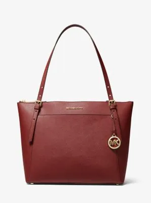 Voyager Large Saffiano Leather Top-Zip Tote Bag