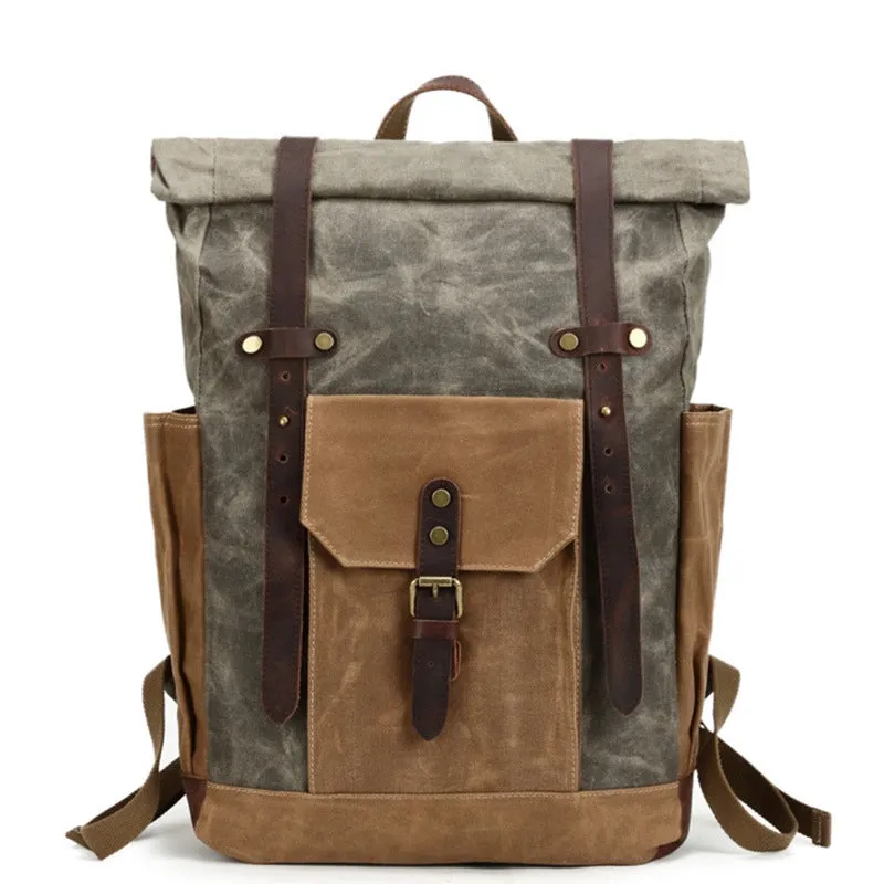 Waxed Canvas Backpack Rucksack Travel Backpack