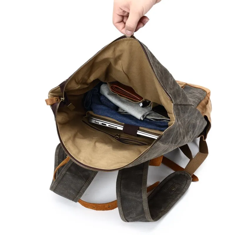 Waxed Canvas Backpack Rucksack Travel Backpack