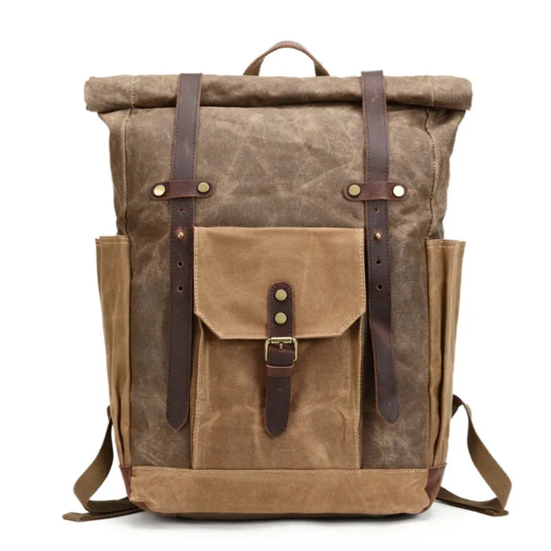 Waxed Canvas Backpack Rucksack Travel Backpack