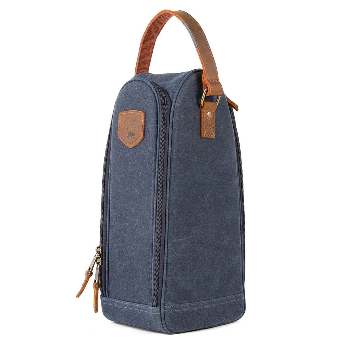 Waxed Canvas Insulated Bottle Bag & Glass Carrier