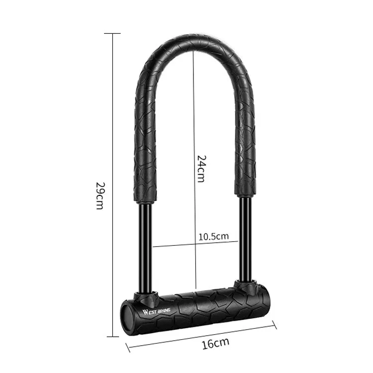 WEST BIKING Bicycle Lock Motorcycle Electric Car Anti-Theft Lock, Specification: Long U-shaped Lock