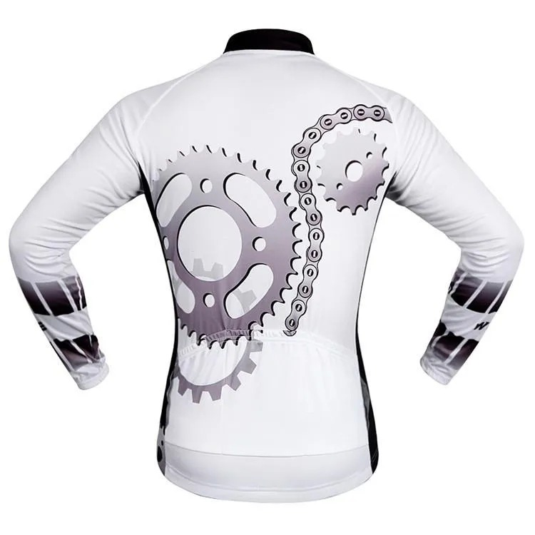 WOSAWE  Gear White Long Sleeve Cycling Jersey