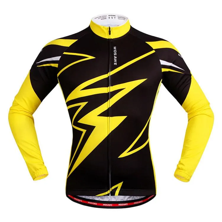 WOSAWE Yellow Black Long Sleeve Cycling Jersey