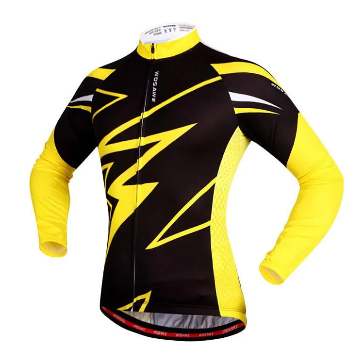 WOSAWE Yellow Black Long Sleeve Cycling Jersey