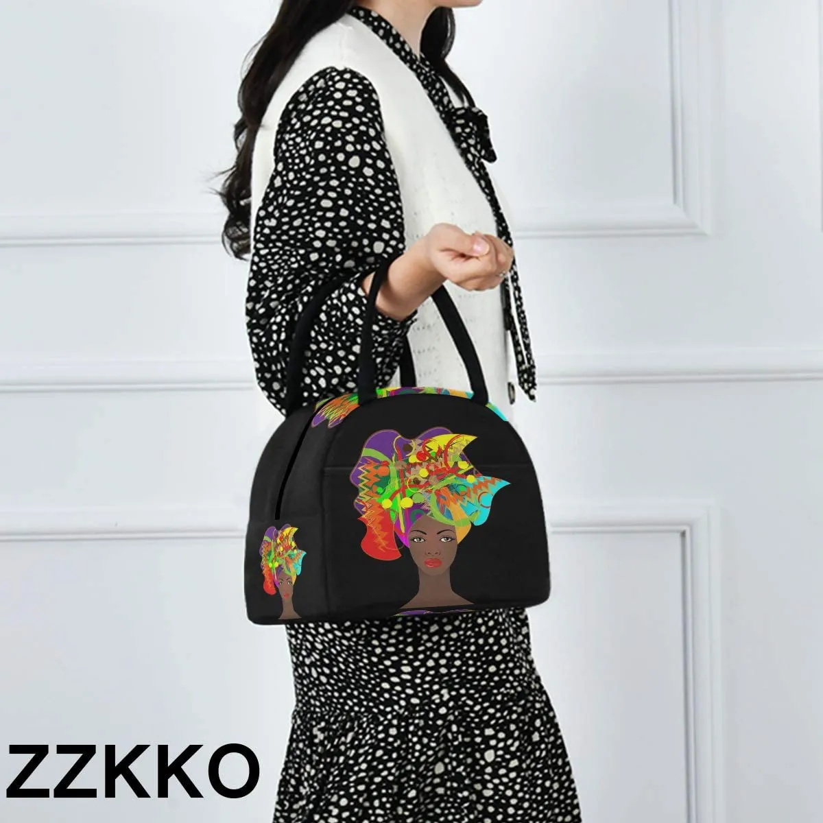 ZZKKO Sugar Skull Lunch Bag Box Tote Organizer Lunch Container Insulated Zipper Meal Prep Cooler Handbag For Women Men Home School Office Outdoor Use