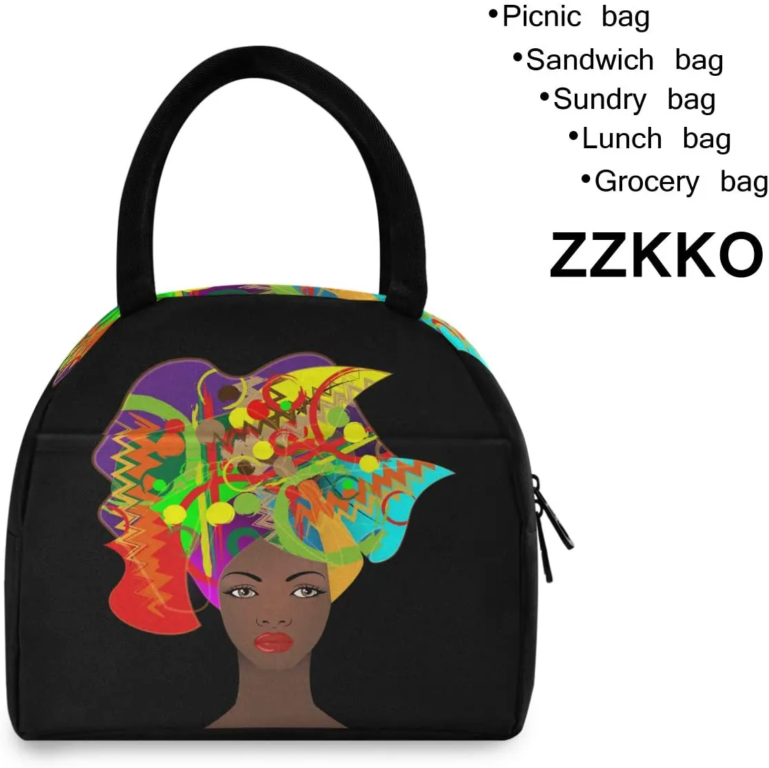 ZZKKO Sugar Skull Lunch Bag Box Tote Organizer Lunch Container Insulated Zipper Meal Prep Cooler Handbag For Women Men Home School Office Outdoor Use